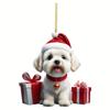 New Christmas Dog Christmas Tree Decorations Pendant Acrylic Flat Christmas Gift Decoration Pendant