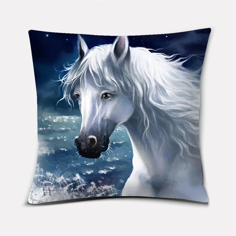Модная классическая квадратная наволочка, скачущая лошадь, великолепный узор. Чехол на подушку для дивана в гостиной, чехол для подушки