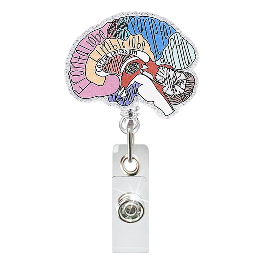 Acrylic Skull Organ Flower Easy Clip ID Badge Clip Doctor Nurse Retractable Clip Teacher Badge Reel Key Chain Accessories