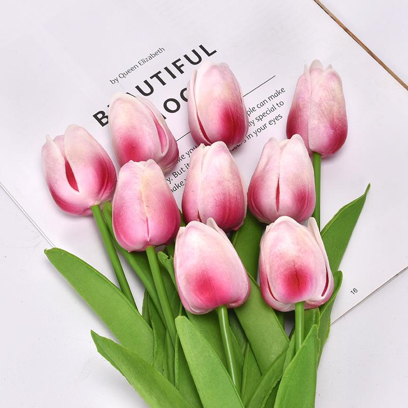 5Pcs Artificial Tulip Flowers Pink White Tulips Fake Flowers Bouquet Wedding Garden Decoration Home Vase Decor Plants Mother's Day Gift