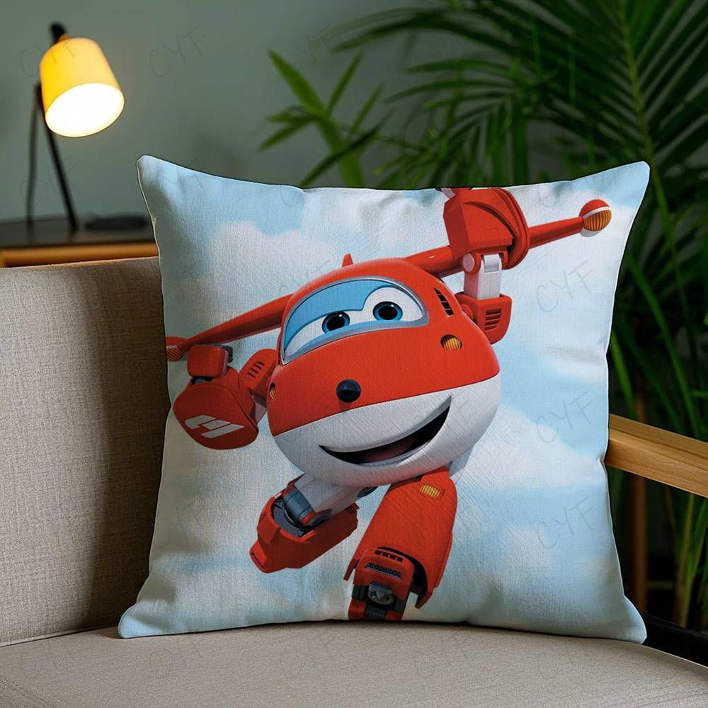 Детская Забавная Аниме S-Super Wings Наволочка Противопылевой Клещ Наволочка Невидимая Молния Шелковистый Короткий Плюш Чехол на Подушку Дивана