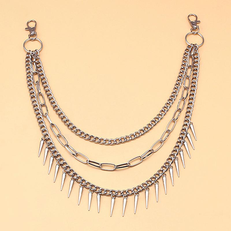 Layered Punk Chain On The Jeans Pants Women Spike Keychains Waist Chain Ornament