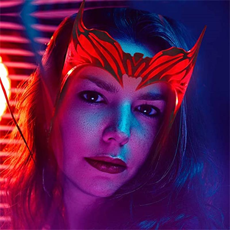 Bulex 2022 Светодиодная диадема Алой Ведьмы Wanda Maximoff Корона Косплей Светящийся шлем Реквизит для костюма на Хэллоуин