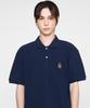 GRAVER [Unisex] Bear Embroidered Pique Short Sleeve T-Shirt_Navy