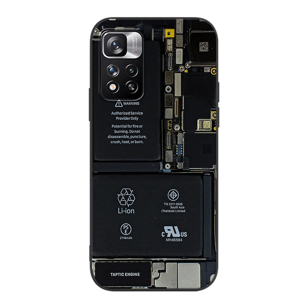 Motherboard Circuit Board Case for Xiaomi Redmi Note 9S 9 11 10 8 Pro 9C 9 K40 9A 7 8T 7A 9T Soft Silicone Black Phone Cover