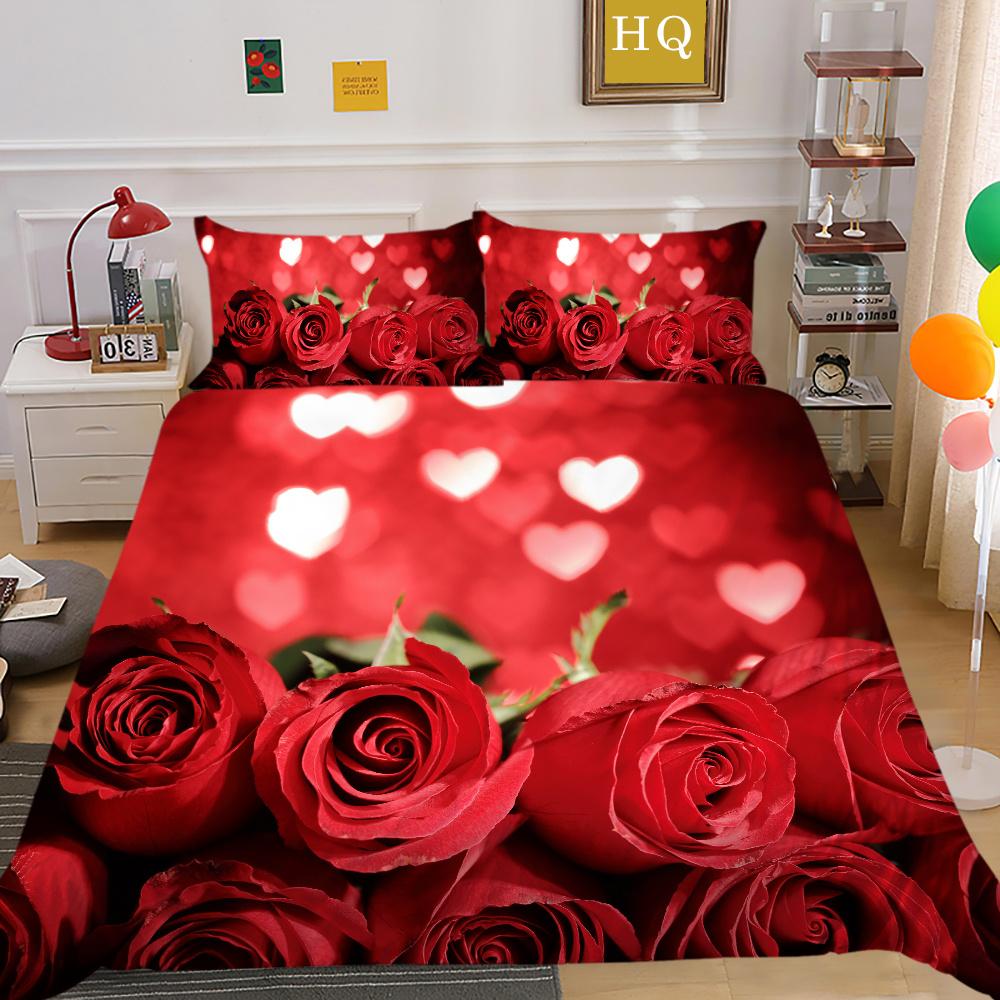 Комплект постельного белья с цветочным принтом, чехол King Size, домашний текстиль из микрофибры, высококлассный дизайн, декор для спальни для девочек