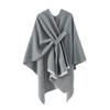 European and American Style Women's Fashion Shawl Knitted Solid Color Pashmina Split Tie Cape Autumn and Winter Warm Scarf