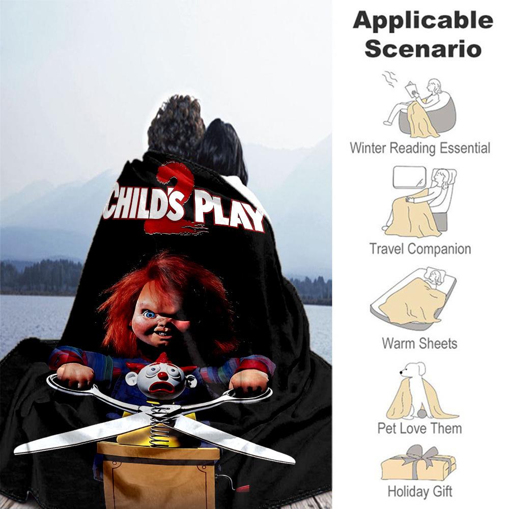 1 шт. Плед Чаки для улицы, легкий, фланелевый, мягкий и теплый, для использования в любое время года, для дивана, улицы, кемпинга, гостиной, офиса, стула