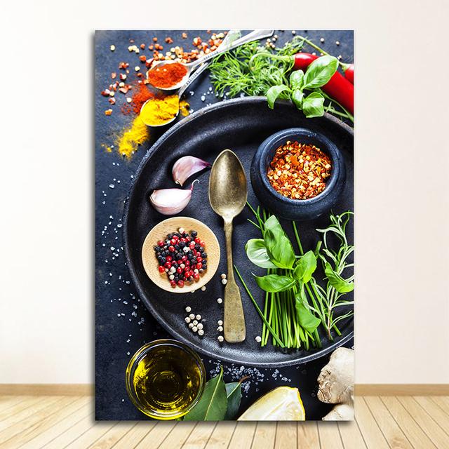Пищевые зерна, специи, постеры и принты, настенные художественные картины для гостиной, приправы, перец, украшение для кухни, холст, картины