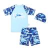 Boys' Quick-Drying Camouflage Swimsuit Set - Short Sleeve Sun Protection, Medium & Large Sizes, Two-Piece Swimwear