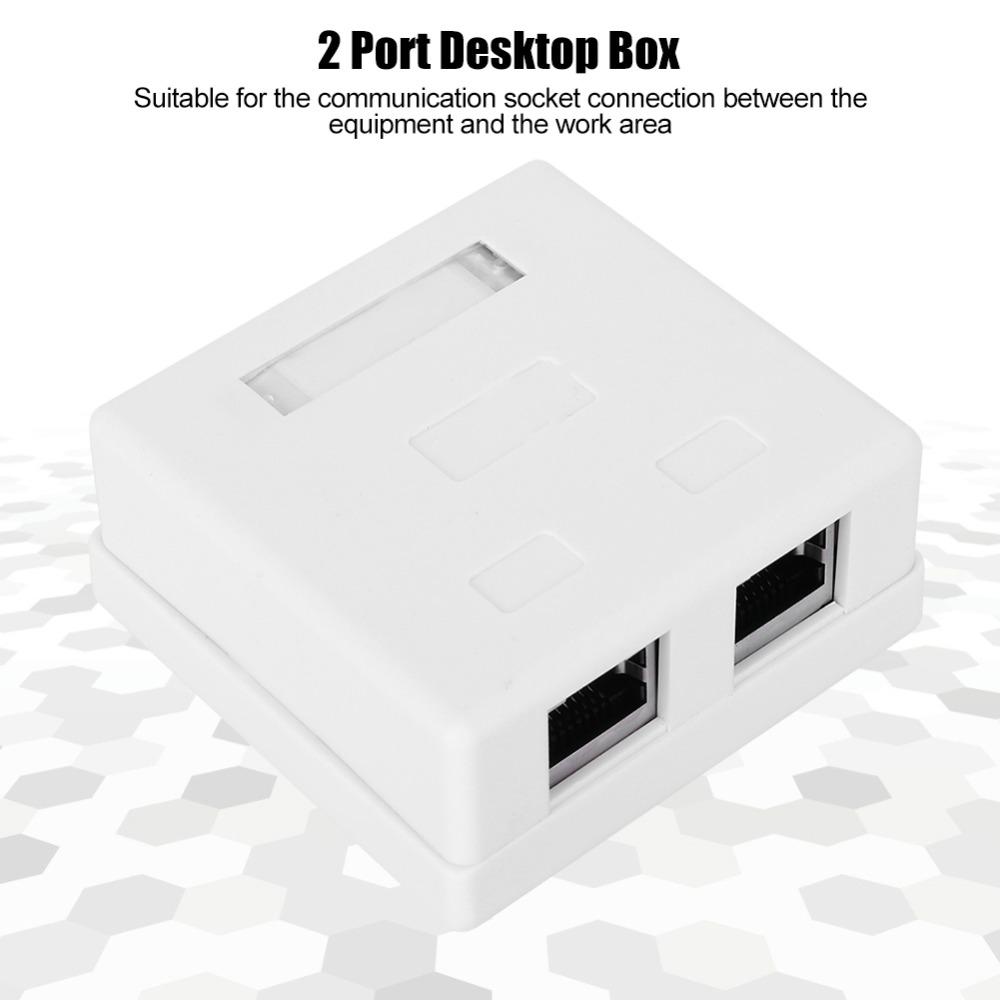 2 Port RJ45-8P8C Mount Box RJ45-8P8C Wall Connector Adapter Surface Mount Box Desktop Extension