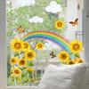 Ct6106 Sunflower Rainbow Butterfly Window Sticker Home Window Glass Double Sided Printing Visual Sticker Wall Sticker