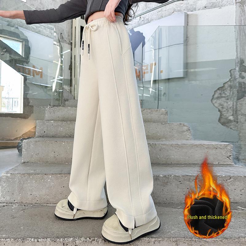 Girls' Winter Fleece-Lined Pants 2025: Versatile, Casual Outing Wear for Medium and Large Children