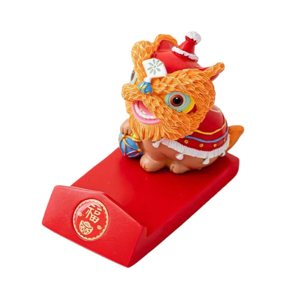 Year of The Horse Lion Dance Ornaments Lion Dance Mobile Phone Stand  Spring Festival
