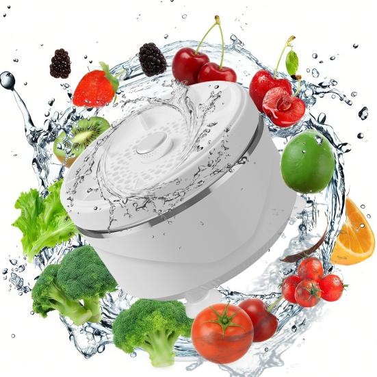 Машина для мытья фруктов и овощей Глубокая вихревая очистка Мойка фруктов Удаляет грязь Воск Пестициды Водонепроницаемый Вращающийся Очиститель овощей для домашнего использования