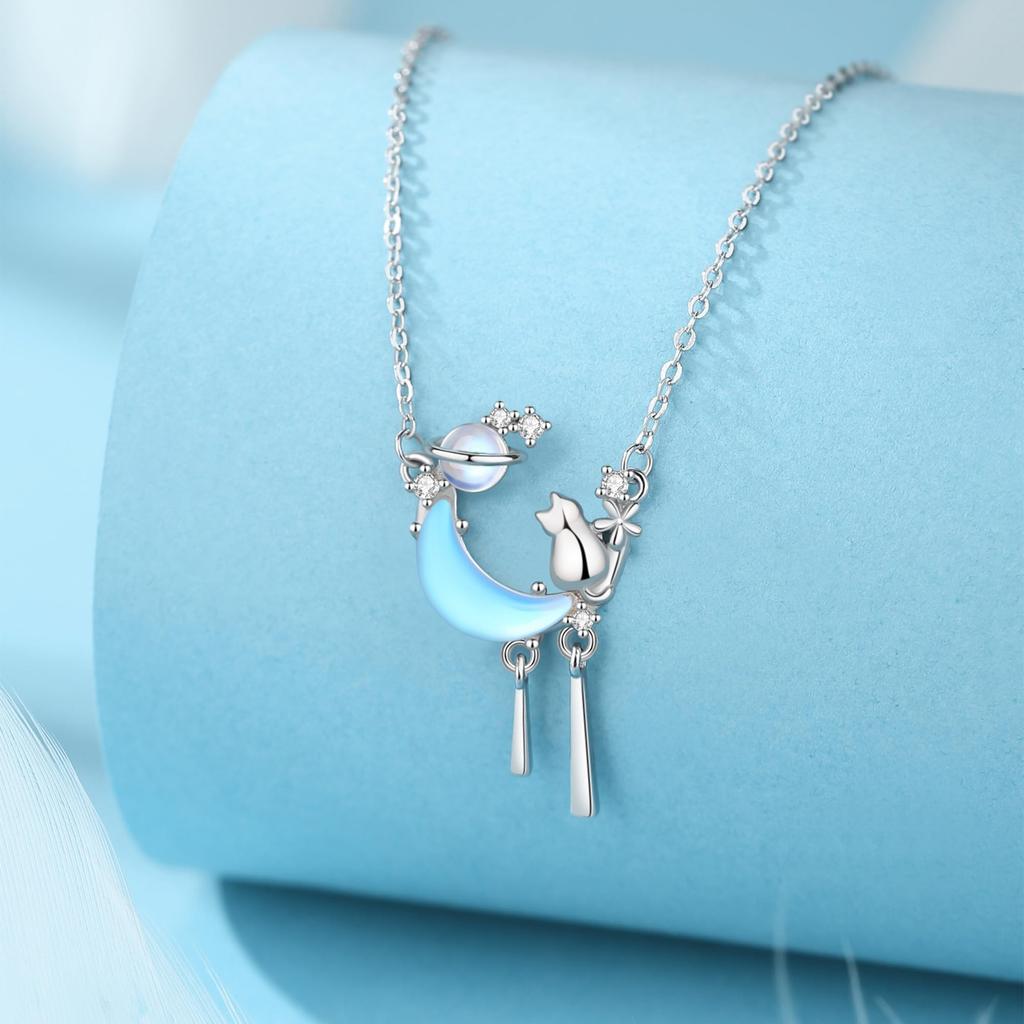 Cat Natural Power кубический цирконий платиновый цвет 925 гипоаллергенный для ювелирных изделий "Silver Thunder" женское ожерелье, мотив, камень, камень,