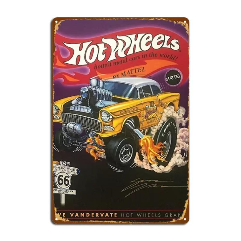 Плакат Hot Wheels Gold 55 Gasser Metal Signs Club Cave Pub Custom Poster Tin sign