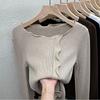 Elegant Womens Knitted Top With Solid Color Design For Plus Size Fall Winter Wear