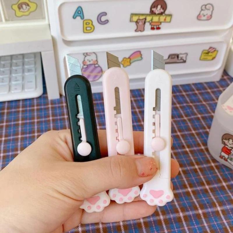 Kawaii Мини Карманный Художественный Канцелярский Нож Express Box Нож Для Бумаги Ремесленная Упаковка Заправляемое Лезвие Школьные Канцелярские Принадлежности