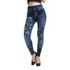 Women Imitation Denim Jeans Leggings Casual High Waist Slim Elastic Sport Push Up Seamless Print Butterfly Pencil Pants