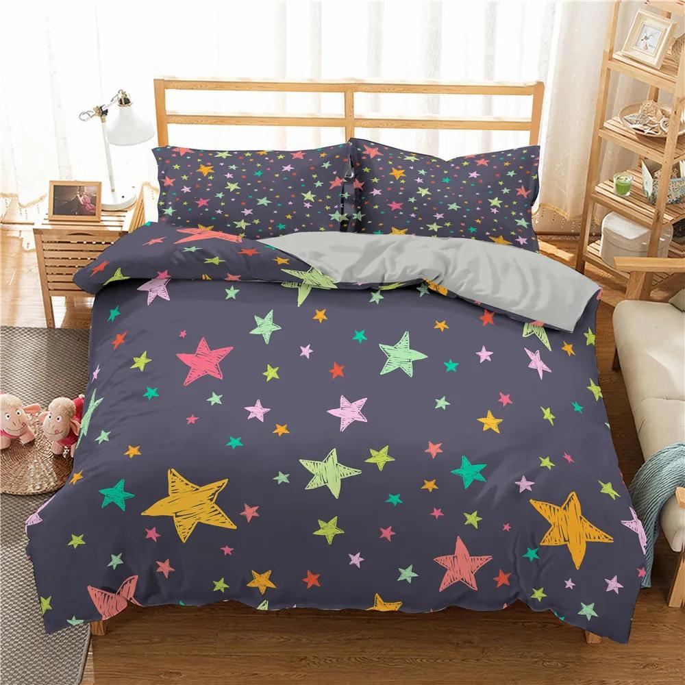 Комплект постельного белья Star Single Double Twin Queen из 2/3 предметов Night Sky из полиэстера, детский пододеяльник, комплект постельного белья Dark Blue Galaxy