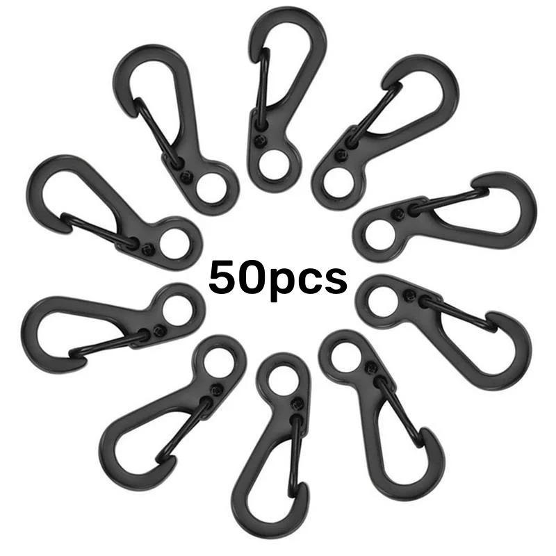 50 шт., карабин, мини-вешалка для ключей, подвесной брелок для ключей Quickdraw, брелок для ключей с застежкой для кемпинга, крючок для рюкзака, защелкивающаяся пряжка, навесной замок