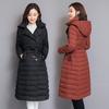 New Lightweight Down Jacket Long of Slim Middle-aged Ladies Hooded Jacket