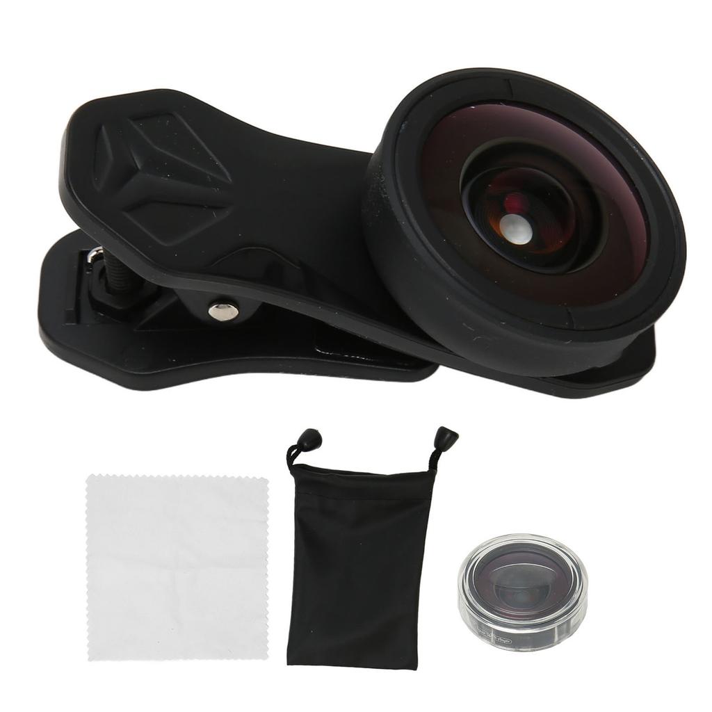 Phone Lens Aluminium Clip On Smartphone Camera 170° Super Wide Angle Lens with Cover Stand Wiping Cl