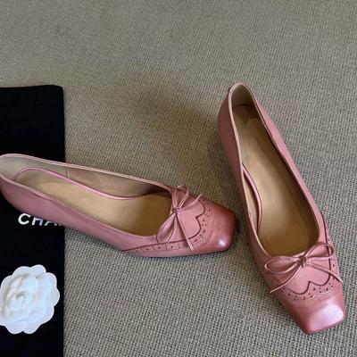 Версия из коровьей кожи~ Весенне-осенние кожаные супермягкие туфли-лодочки женские с квадратным носком, гравировкой, толстым каблуком, омолаживающие