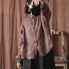 Women Vintage Shirts Tops Solid Color Button High Quality Blouses Long Sleeve Women Shirts