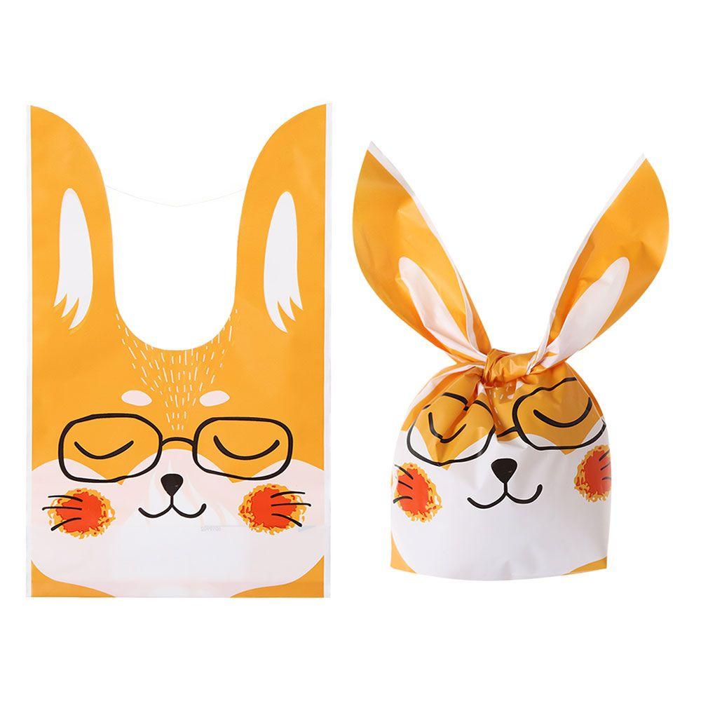 50 шт. Новые пасхальные картонные мешочки с ушками кролика, пластиковые мешочки для конфет в виде животных для детей, упаковка для печенья на день рождения, подарки своими руками