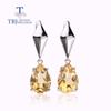 Бразильский цитрин, натуральная груша, серьги с драгоценными камнями 8*12 мм, простой модный дизайн, женские изысканные ювелирные изделия, серебро 925 пробы