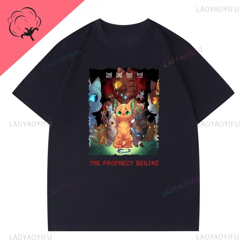 New Style Warrior Cats T Shirt Hot Sale Cat Lover Tee Short Sleeve Cotton Crewneck Kawaii Popular Y2k Clothes Unisex Tops