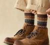 Autumn Crew Breathable Knitted Geometry Pattern Warm Ladies Terry Wool Socks
