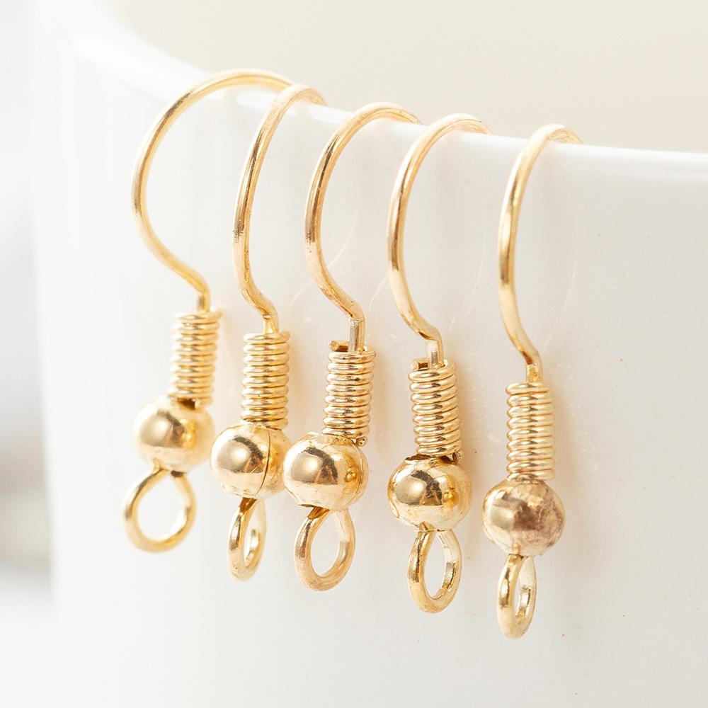 Для изготовления сережек из металла, ручная работа, бисерный крючок для ушей, 50 шт., украшение с круглыми бусинами, аксессуары, материал, бусины