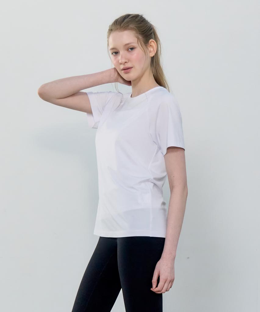 BASIC HOUSE Women'S Cool Breeze Raglan Round Short Sleeve T-Shirt White Lzts3223 (Type B)
