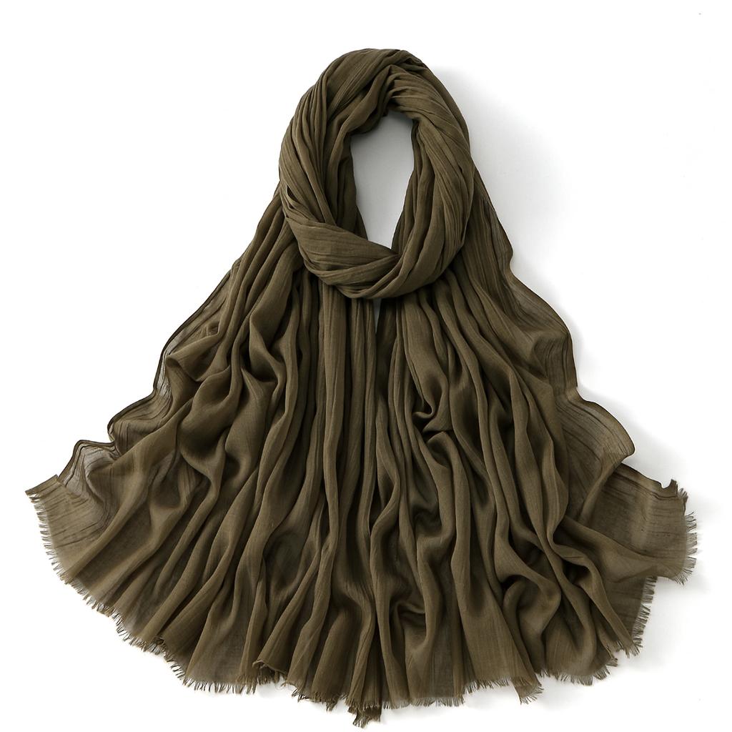 Muslim Cotton Rayon Hijab Solid Color Plain Scarf Women Soft Cotton Viscose Thin Voile Shawl Remove Edge Headscarf Turban