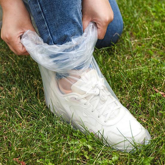 Disposable Waterproof Shoe Covers with Elastic Ankles Overshoes Snowproof Sandproof Anti-Slip Rain Boots Covers