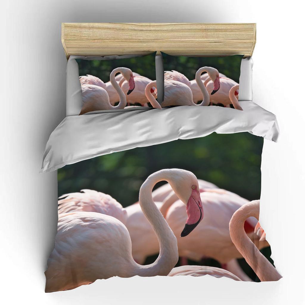 Мультяшный фламинго милый медведь каваи рождественский подарок двуспальный комплект постельного белья из микрофибры или полиэстера с пододеяльником