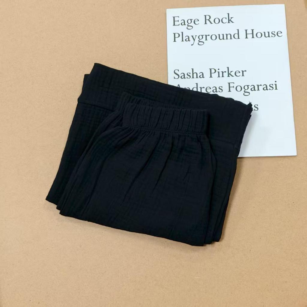 Textured Elastic Waist Pleated Wide-Leg Pants - Comfortable, Casual, Versatile, Slimming Women's Style