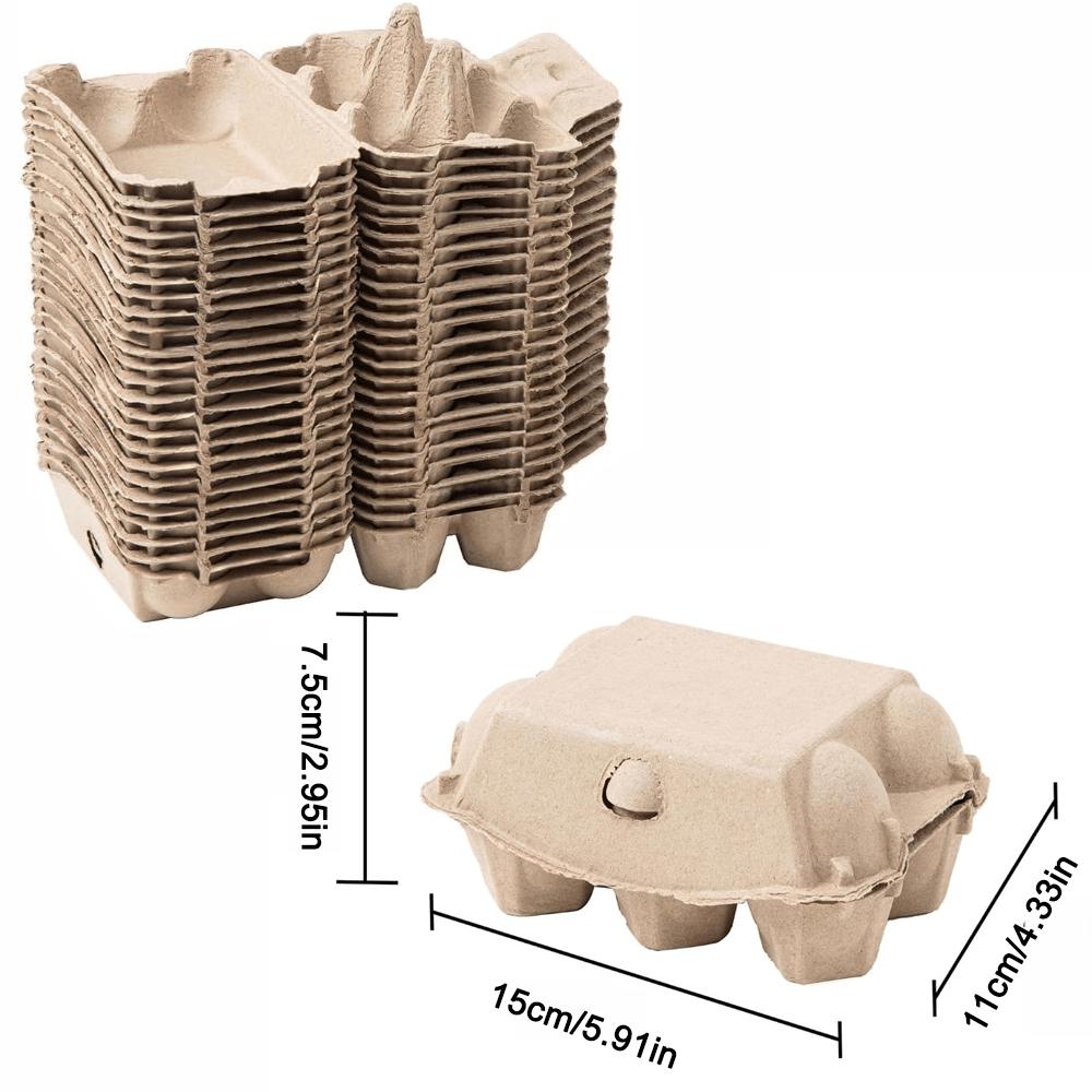 40pcs Egg Cartons Bulk, 2x3 Style Reusable Empty Natural Paper Pulp Egg Cartons, Sturdy Design Egg Holder Containers