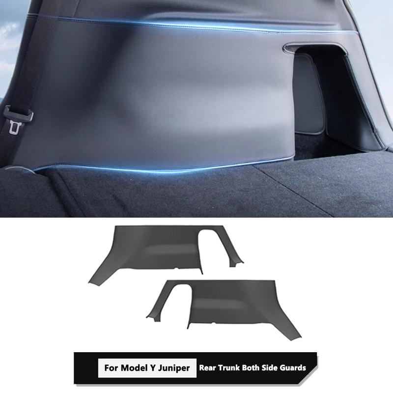 Защитные накладки на обе стороны заднего багажника для Tesla Model Y Juniper 2025 2026 Поверхность из ПУ-кожи Защита углов Коврик в багажник Антигрязевой коврик