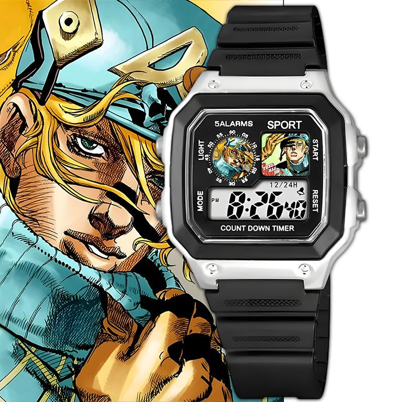 "JOJO's Bizarre Adventure Диего Электронные Часы Спортивные Цифровые Наручные Часы для Учеников Средней Школы с Будильником Мужские"