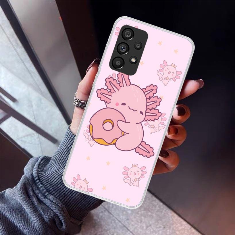 Cute Axolotl Kawaii Phone Case For Samsung Galaxy A12 A52S A42 A32 A22 A51 A50 Note 20 Ultra 10 S10 Plus A71 A70 A31 A30 A10S Ga
