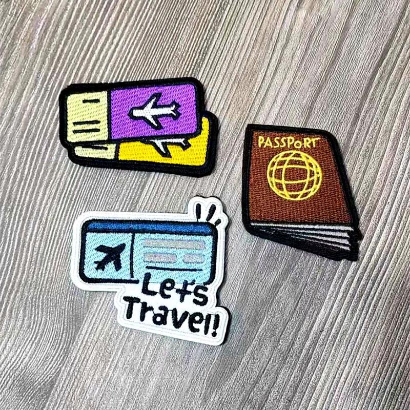 Mountaineering Hiking Sunset Airplane Badge Embroidery Velcro Cloth Sticker Outdoor Backpack Decoration Embroidery Sticker