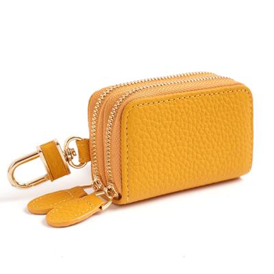 Чехол для ключей Smart Key Case из натуральной кожи с карабином, в комплекте брелок для ключей, 2 комнаты, компактный [imeetu] для мужчин и женщин (желтый)