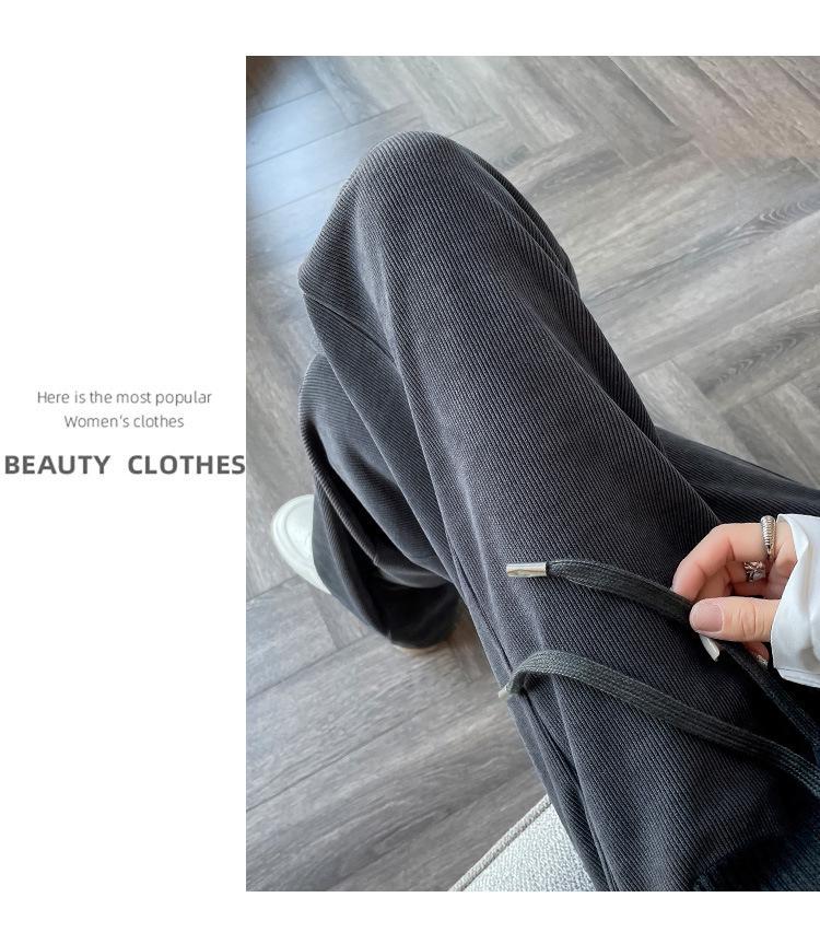 Большой размер 200 цзинь Шениль Широкие брюки с высокой талией, стройнящие, свободные, повседневные для женщин - Весна и Осень