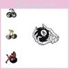 Unique Black 8 Ball Sports Metal Badge Creative Cherry Skull Cartoon Brooch Pin For Fashionable Wear