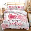 Love Duvet Cover Set Comforter Cover King Queen Twin Full Size Heart Shape Pink Romantic Theme for Couple Polyester Bedding Set