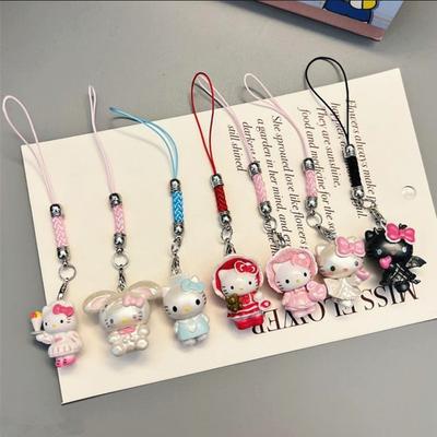 Sanrio Милый и очаровательный кулон-шнурок Hello Kitty для чехла телефона iPhone Samsung Huawei Xiaomi Мешочек для девочек Подвеска на брелок для ключей автомобиля USB-накопитель Подвесная веревка